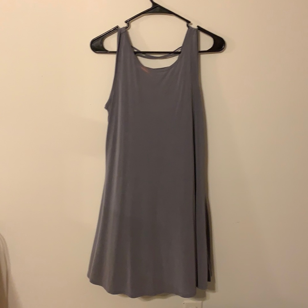 grey dress with straps in the back !!